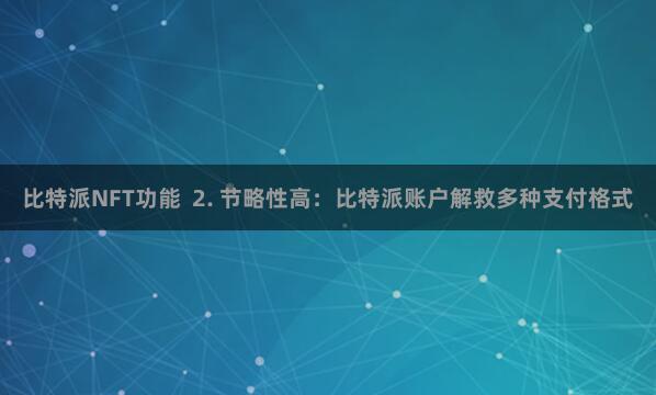 比特派NFT功能  2. 节略性高：比特派账户解救多种支付格式